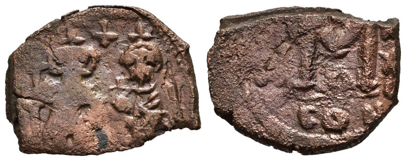 ERACLIO con ERACLIO COSTANTINO (613-639). Costantinopoli. Follis. 634-635. AE (4...