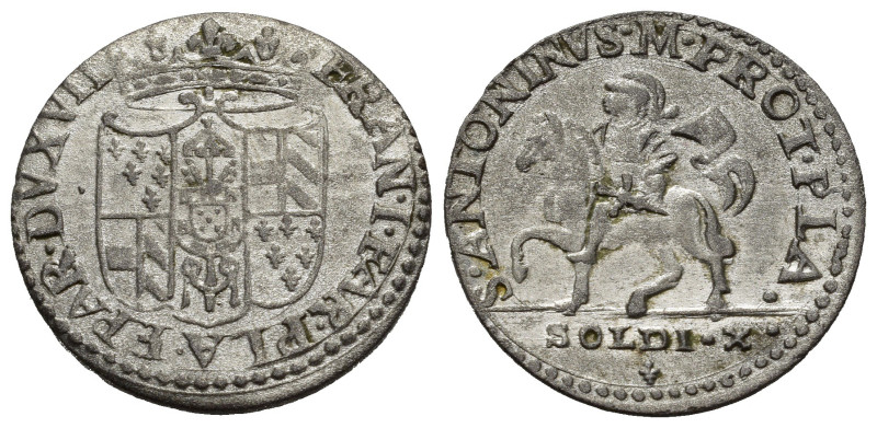 PIACENZA. Francesco Farnese (1694-1727). Da 10 soldi. Mi (4,13 g). D/ stemma cor...