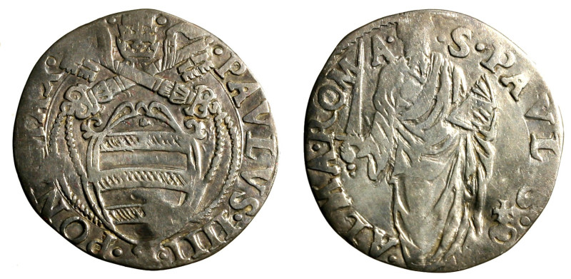 ROMA. Paolo IV (1555-1559) Giulio. Stemma R/ S. Pietro stante; in basso, armetta...