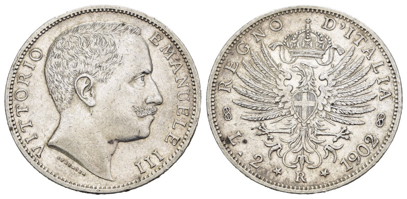 Regno d'Italia. Vittorio Emanuele III (1900-1943). 2 lire 1902 "Aquila Sabauda"....