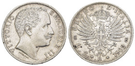 Regno d'Italia. Vittorio Emanuele III (1900-1943). 2 lire 1902 "Aquila Sabauda". Ag. Gig.90. Rara. BB+