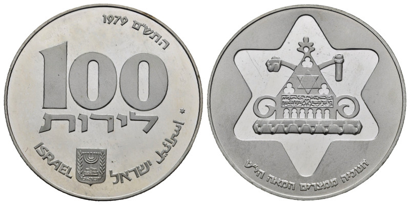 ISRAELE. 100 Lirot 1979. Ag. KM#103.1 (Plain edge). Proof