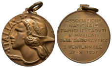 Medaglie Italiane. Medaglia Associazione Nazionale Famiglie Caduti e Mutilati dell'Aeronautica. 1° Ventennale 1937-1957. AE (9,92 g). Opus Morbiducci....