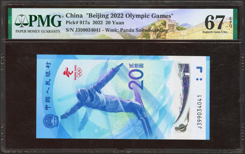 CHINA. 20 Yuan. 2022. (Pick: 917a). PMG67EPQ.