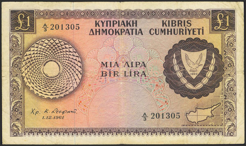 CYPRUS. 1 Dollar. 1 December 1961. (Pick: 39). Good.