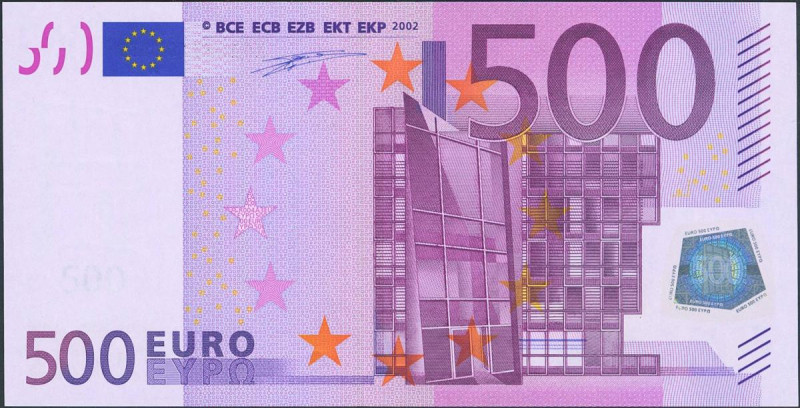 500 Euros. 1 de Enero de 2002. Firma Duisenberg. Serie X (Alemania). (Edifil 202...