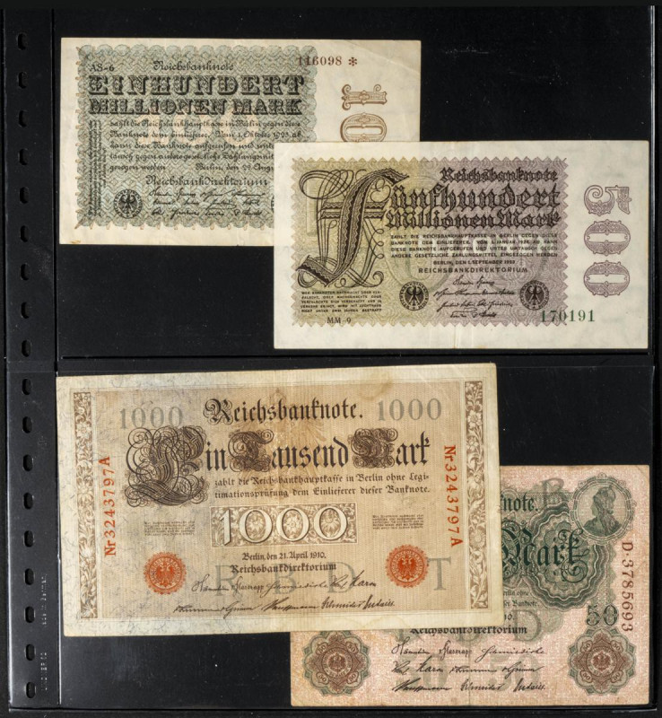 Set of 11 banknotes from Germany, including more than 150 banknotes of 1000 Mark...