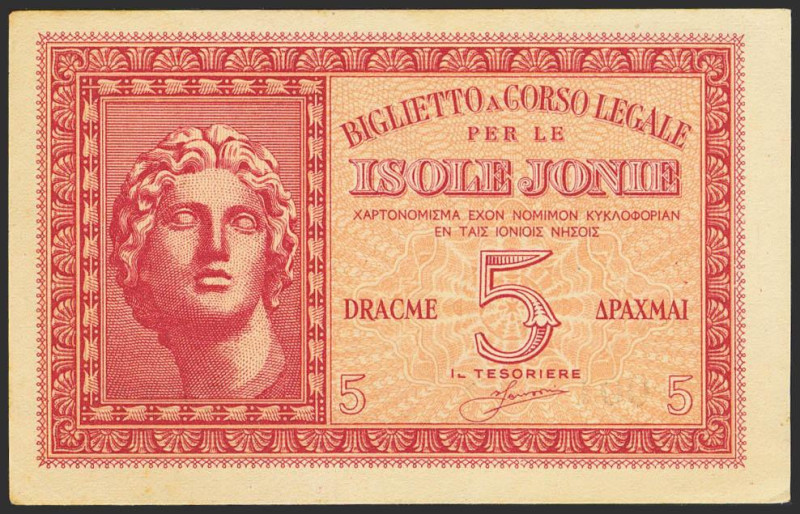 GREECE. Isle Jonie. 5 Drachmai. 1941. (Pick: 326a). Less than Uncirculated.