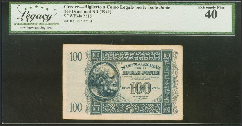 GREECE. Isole Jonie. 100 Drachma. 1941. (Pick: M15). LEGACY40.