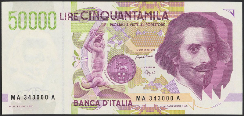 ITALY. 50000 Lire. (1992ca). (Pick: 116). About uncirculated.