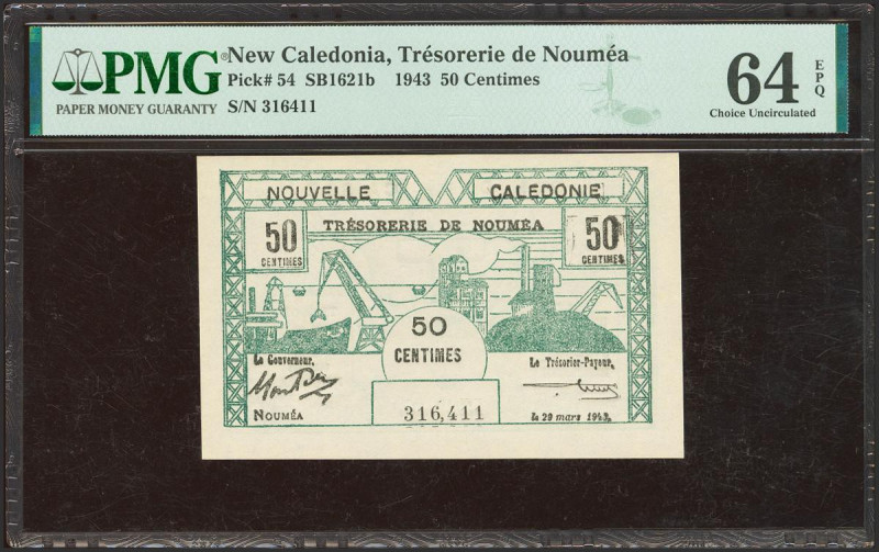 NEW CALEDONIA. 50 Centimes. 29 March 1943. (Pick: 54). PMG64EPQ.