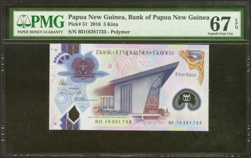 PAPUA NEW GUINEA. 5 Kina. 2016. (Pick: 51). PMG67EPQ.