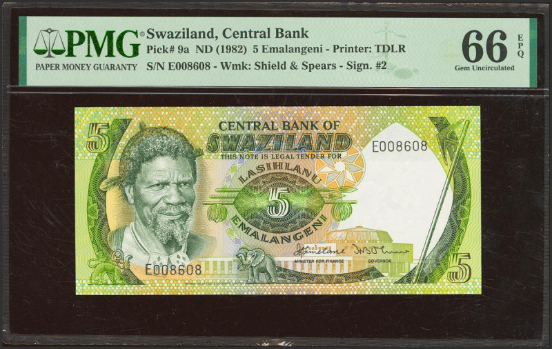 SWAZILAND. 5 Emalangeni. (1982ca). (Pick: 9a). PMG66EPQ.