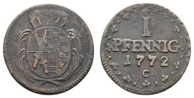 Deutschland bis 1800 Sachsen Albertinische Linie Kurfürstentum
 Pfennig, 1772, Friedrich August III. Kahnt 1143, justiert, ss.