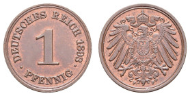 Kleinmünzen 1871-1922
 1 Pfennig, 1893, F, f. st. J. 10