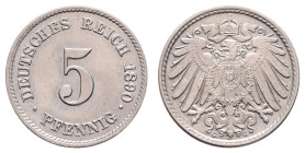 Kleinmünzen 1871-1922
 5 Pfennig, 1890, G, st. J. 12