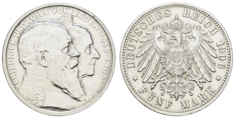 Silbermünzen des Kaiserreichs Baden
 5 Mark, 1935, Friedrich und Luise, zur Gol...