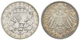 Silbermünzen des Kaiserreichs Bremen
 2 Mark, 1904, min. Kr., vz, J. 59.