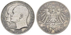 Silbermünzen des Kaiserreichs Hessen
 5 Mark, 1904, Ernst Ludwig, 400. Geburtstag Philipps des Großmütigen, kl. Kr., ss, J. 75