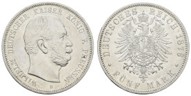 Silbermünzen des Kaiserreichs Preussen
 5 Mark, 1876, B, Wilhelm I., kl. Rf., kl. Kr., f. vz. J. 97.