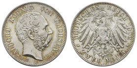 Silbermünzen des Kaiserreichs Sachsen
 2 Mark, 1902, Albert, auf seinen Tod, st. J. 127