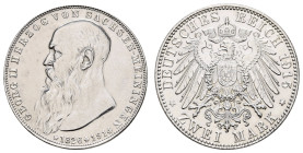 Silbermünzen des Kaiserreichs Sachsen-Meiningen
 2 Mark, 1915, Goerg II., auf seinen Tod, poliert, f. vz, J. 154.