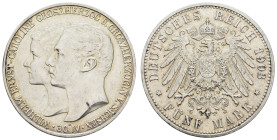 Silbermünzen des Kaiserreichs Sachsen-Weimar-Eisenach
 5 Mark, 1903, Wilhelm Ernst, auf die Vermählung, kl. Rf., Kratzer, vz. J. 159