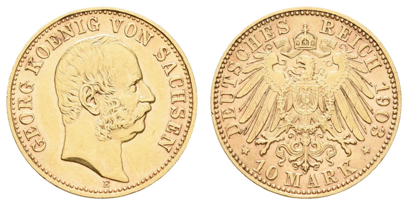 Goldmünzen des Kaiserreichs Sachsen
 10 Mark, 1891, Albert, kl. Rf., min. Kr., ...