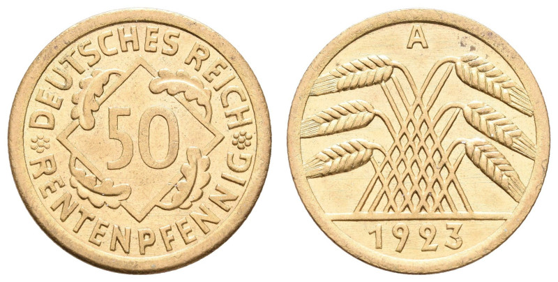 Münzen Weimar
 50 Rentenpfennig, 1923, A, f. st. J. 310