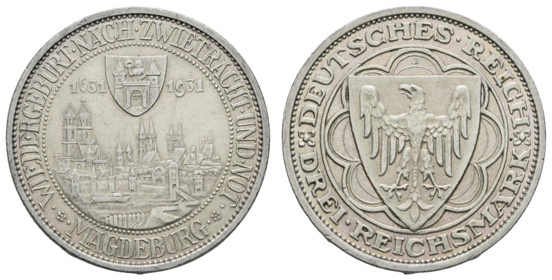 Münzen Weimar
 3 Reichsmark, 1931, A, Magdeburg, kleine Kratzer und Randfehler,...