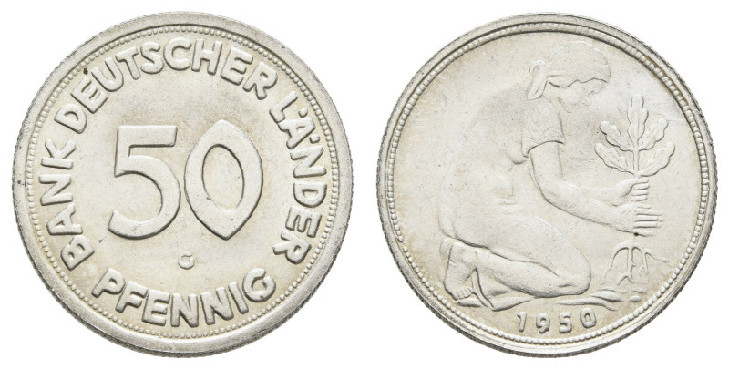 Bundesrepublik Deutschland
 50 Pfennig, 1950, G, Bank Deutscher Länder, wz. Kr....