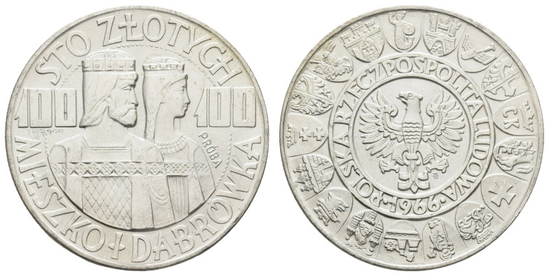 Europa und Übersee Polen
 100 Zloty, 1966, Probe, Jahrtausendfeier / Mieszko un...