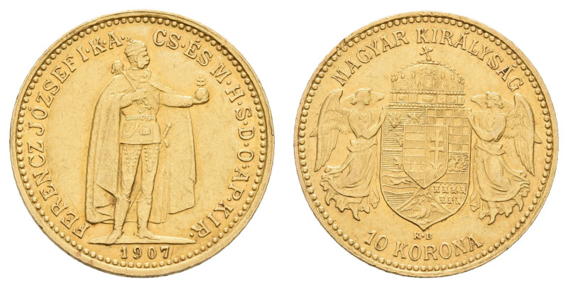 Europa und Übersee Ungarn
 10 Kronen, Gold, 1907, Franz Joseph I., Fried. 252, ...