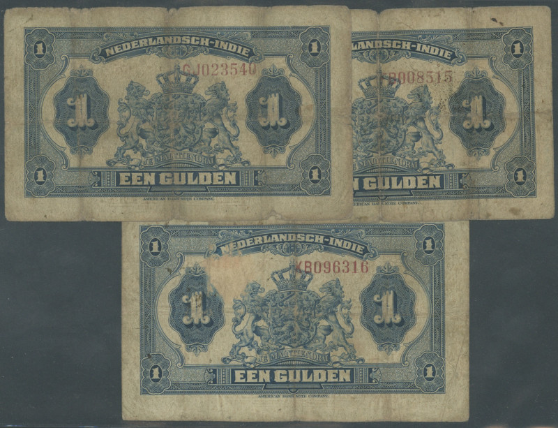 Banknoten Banknoten Asien
 Niderländisch-Indien, 3 St.: 1 Gulden 1.12.1919 Ser....