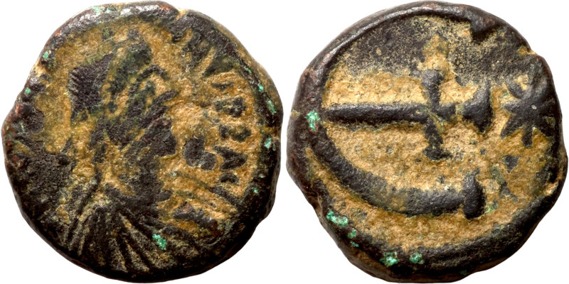 Byzantine coin Bronze

13mm 2,25g

Artificial sand patina