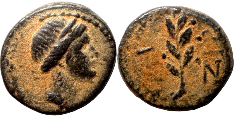 Greek coin 1-4 century Bronze

14mm 2,77g

Artificial sand patina