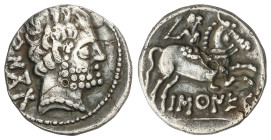 Celtiberian Coins

Denario. 120-20 a.C. BASCUNES (PAMPLONA). Anv.: Cabeza barbada a derecha, detrás leyenda ibérica BeNCoDa. Rev.: Jinete con espada...