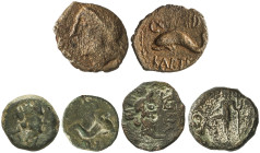 Celtiberian Coins

Lote 3 monedas Cuadrante y Semis (2). 80-20 a.C. CARTEIA (SAN ROQUE, Cádiz). AE. A EXAMINAR. Tipo AB-648, 662, 670 tipo cuadrante...