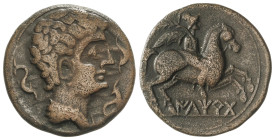 Celtiberian Coins

As. 220-20 a.C. ILTIRTA (LLEIDA). Anv.: Cabeza masculina a derecha, rodeada por tres delfines. Rev.: Jinete con palma y clámide a...
