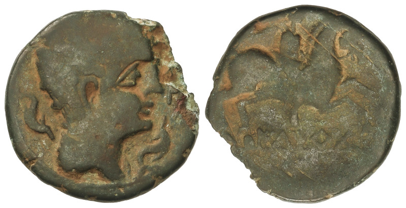 Celtiberian Coins

As. 220-20 a.C. ILTIRTA (LLEIDA). Anv.: Cabeza masculina a ...