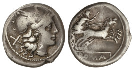 Roman Coins

Republic

Denario. 157-156 a.C. ANÓNIMO. Anv.: Cabeza de Roma a derecha, detrás X. Rev.: Victoria en biga a derecha. En exergo: ROMA ...