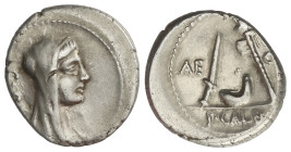Roman Coins

Republic

Denario. 69 a.C. SULPICIA. P. Sulpicius Galba. Anv.: Cabeza de Vesta a derecha, detrás S.C. Rev.: Cuchillo de sacrificio, s...