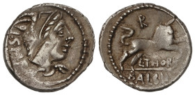 Roman Coins

Republic

Denario. 105 a.C. THORIA. L. Thorius Balbus. Anv.: Cabeza de Juno Sospita a derecha cubierta con piel de cabra I.S.M.R. Rev...