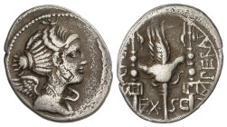 Roman Coins

Republic

Denario. 82 a.C. VALERIA. C. Valerius Flaccus. Anv.: Busto alado de Victoria a derecha. Rev.: Águila legionaria entre dos i...