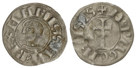 Medieval Coins

Kingsdoms of Navarra and Aragon

Dinero. ALFONSO I EL BATALLADOR. NAVARRA. Anv.: ANFVS SAN REX. Efigie a izquierda. Rev.: ARAGONEN...