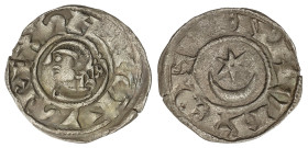 Medieval Coins

Kingdom of Navarra

Dinero. SANCHO VII. Anv.: SANCIVS REX. Efigie a izquierda. Rev.: NAVARRE. Estrella sobre creciente. 0,74 grs. ...