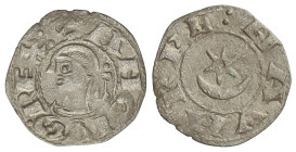 Medieval Coins

Kingdom of Navarra

Dinero. SANCHO VII. Anv.: SANCIVS REX. Efigie a izquierda. Rev.: NAVARRE. Estrella sobre creciente. 0,87 grs. ...