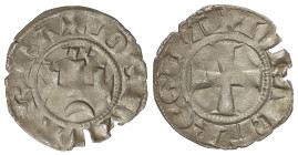 Medieval Coins

Kingdom of Navarra

Dinero. JUANA I. Anv.: DE NAVARRA. Castillo esquemático sobre creciente. Rev.: IOHANA REGINA. Cruz interior pa...