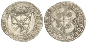 Medieval Coins

Kingdom of Navarra

1 Real. FERNANDO II. Anv.: FERNANDVS D:G:R: NAVA. Armas de Navarra coronadas. Rev.: SIT: NOMEN DOMINI: BENEDIT...