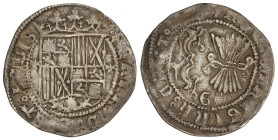Spanish Monarchy

Ferdinand and Isabella

1 Real. GRANADA. Anv.: Escudo entre cruces latinas. Rev.: Haz de 7 flechas y G. 3,23 grs. (Leves oxidaci...